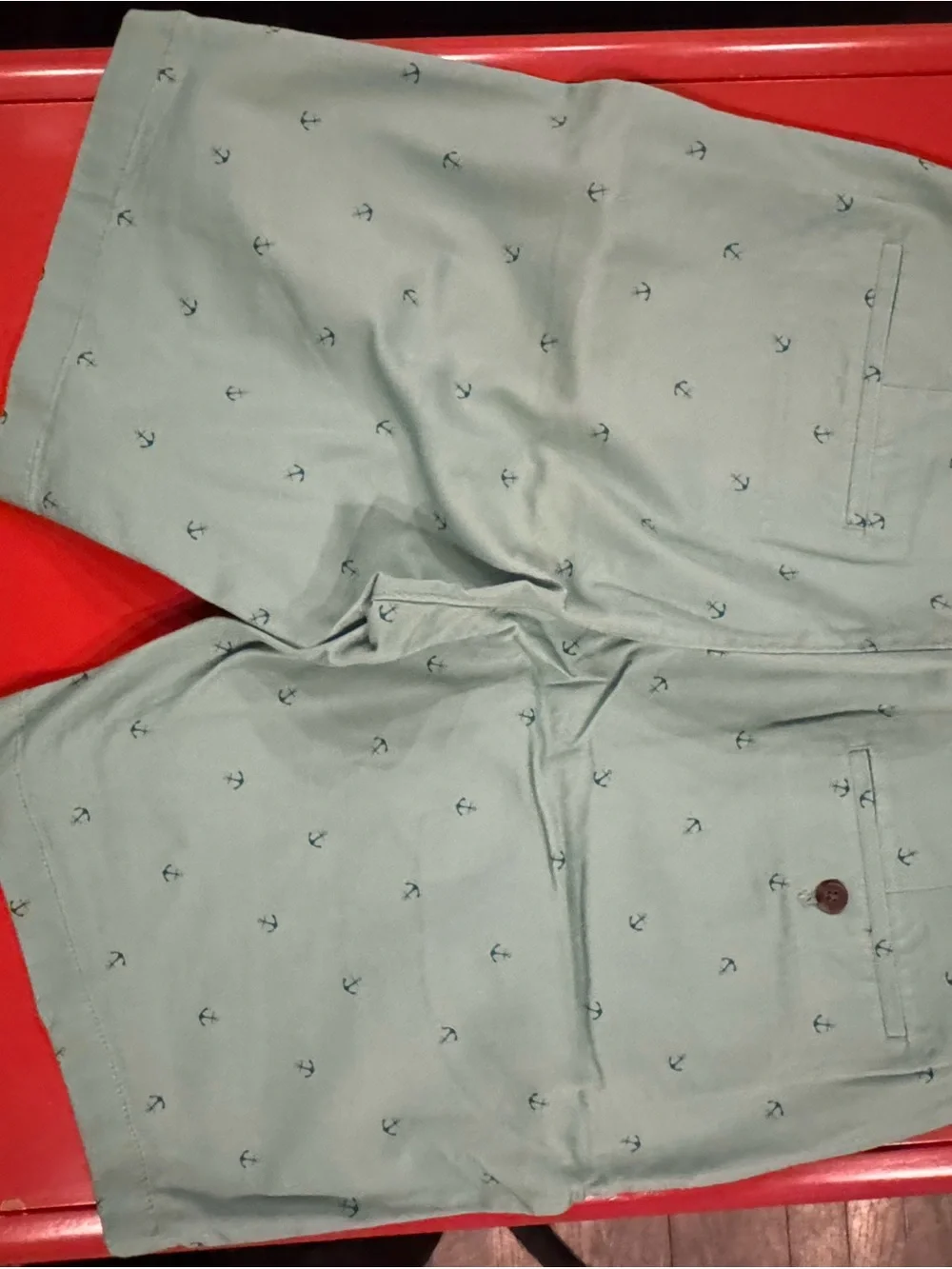 J. Crew Sage Green Anchor-Print Flat Front Shorts